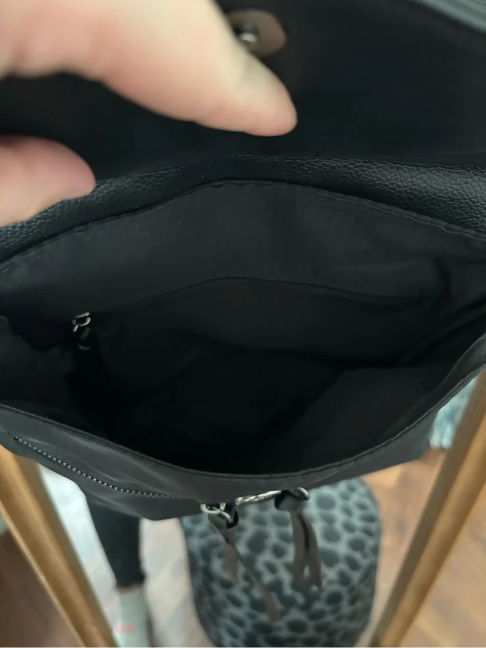 botkier Black Nylon Backpack with Faux-Leather Flap
